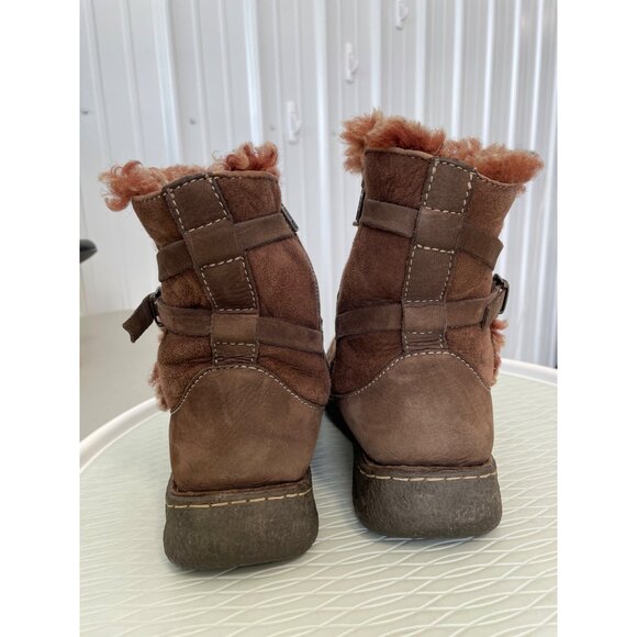 Cabelas Leather Shearling Lined Winter Boots Womens 8 Brown Buckle Strap Outdoor - Picture 9 of 10